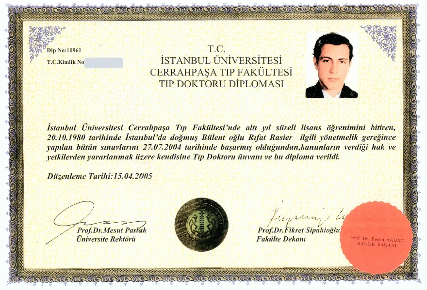 Prof. Dr. Rıfat Rasier — Istanbul University Cerrahpaşa Faculty of Medicine — Medical Diploma